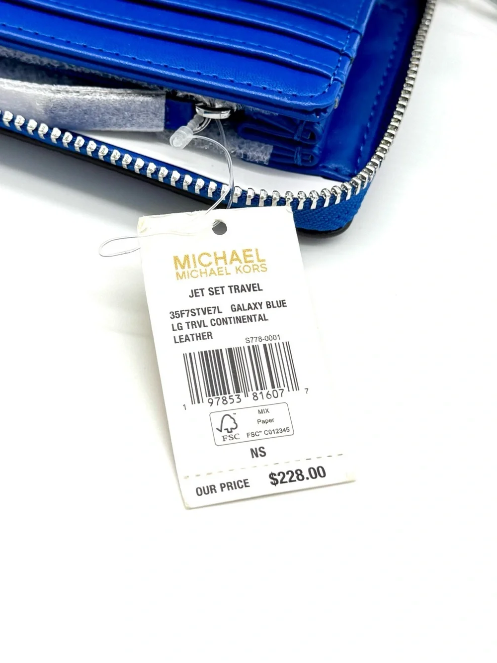 Michael Kors Large Jet Set Travel Continental Wallet Galaxy Blue